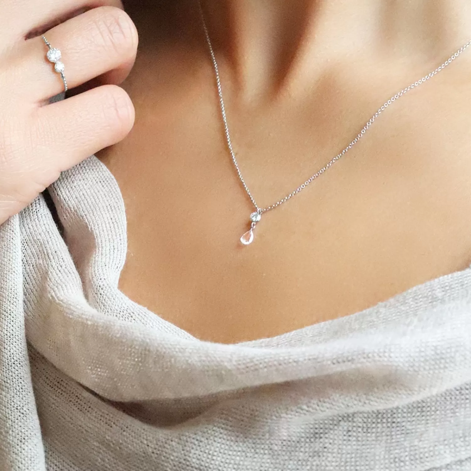 The Alkemistry Aria- 18Ct Gold, Rose And Brilliant Cut Pear Drop Pendant Necklace Clearance
