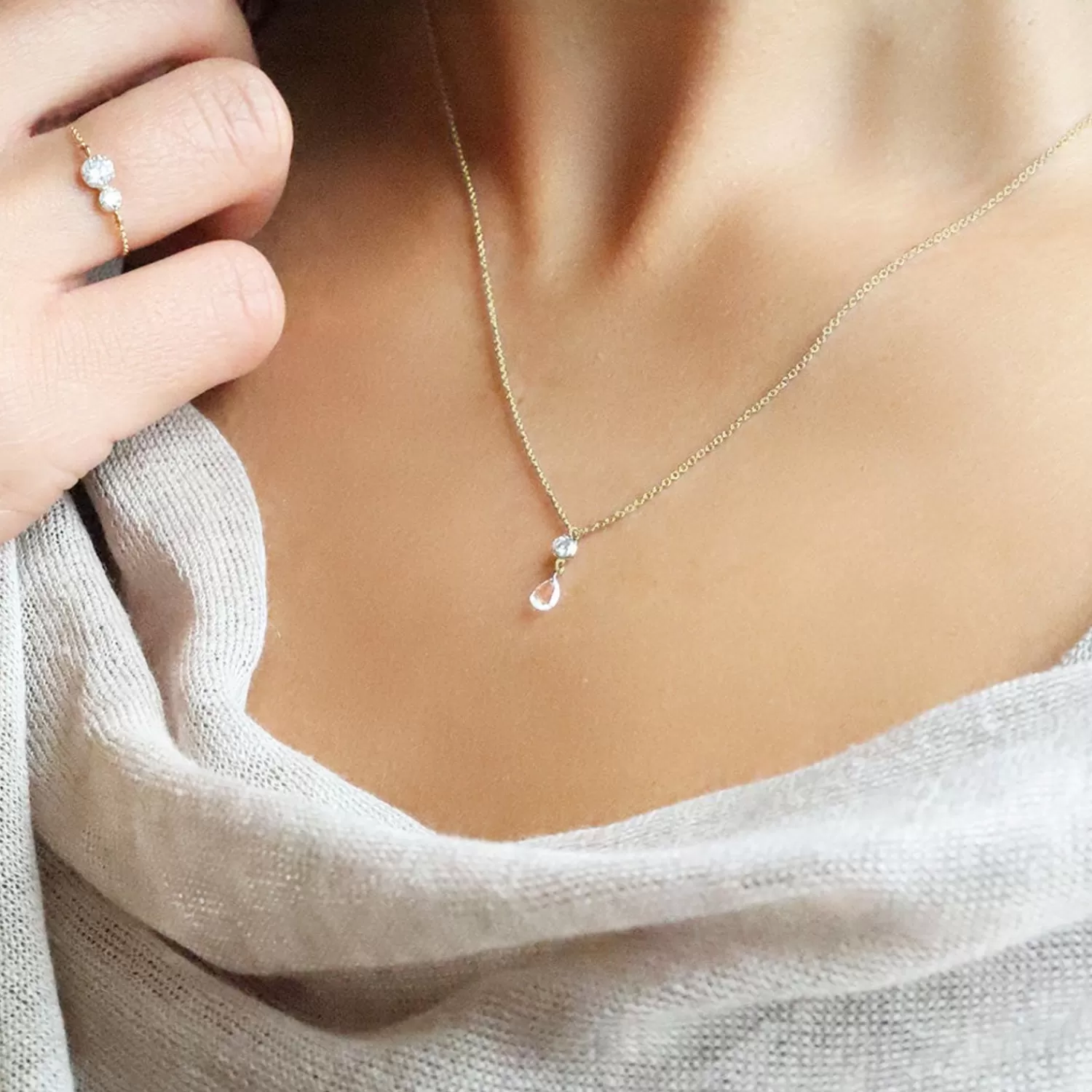The Alkemistry Aria- 18Ct Gold, Rose And Brilliant Cut Pear Pendant Necklace Cheap
