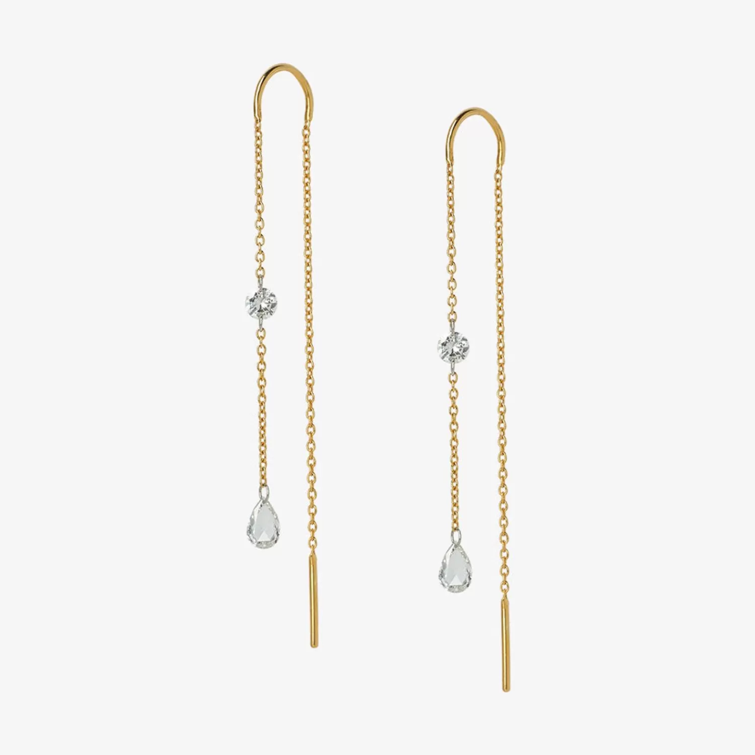The Alkemistry Aria - 18Ct Gold, Rose & Brilliant Cut Diamond Threader Earrings (Pair) Outlet