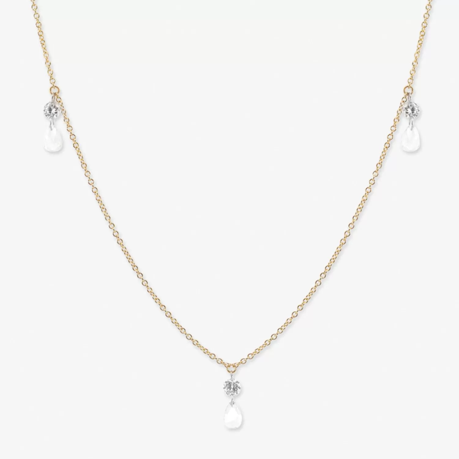 The Alkemistry Aria - 18Ct Gold, Rose Cut & Brilliant Cut Diamond Triple Drop Necklace Best