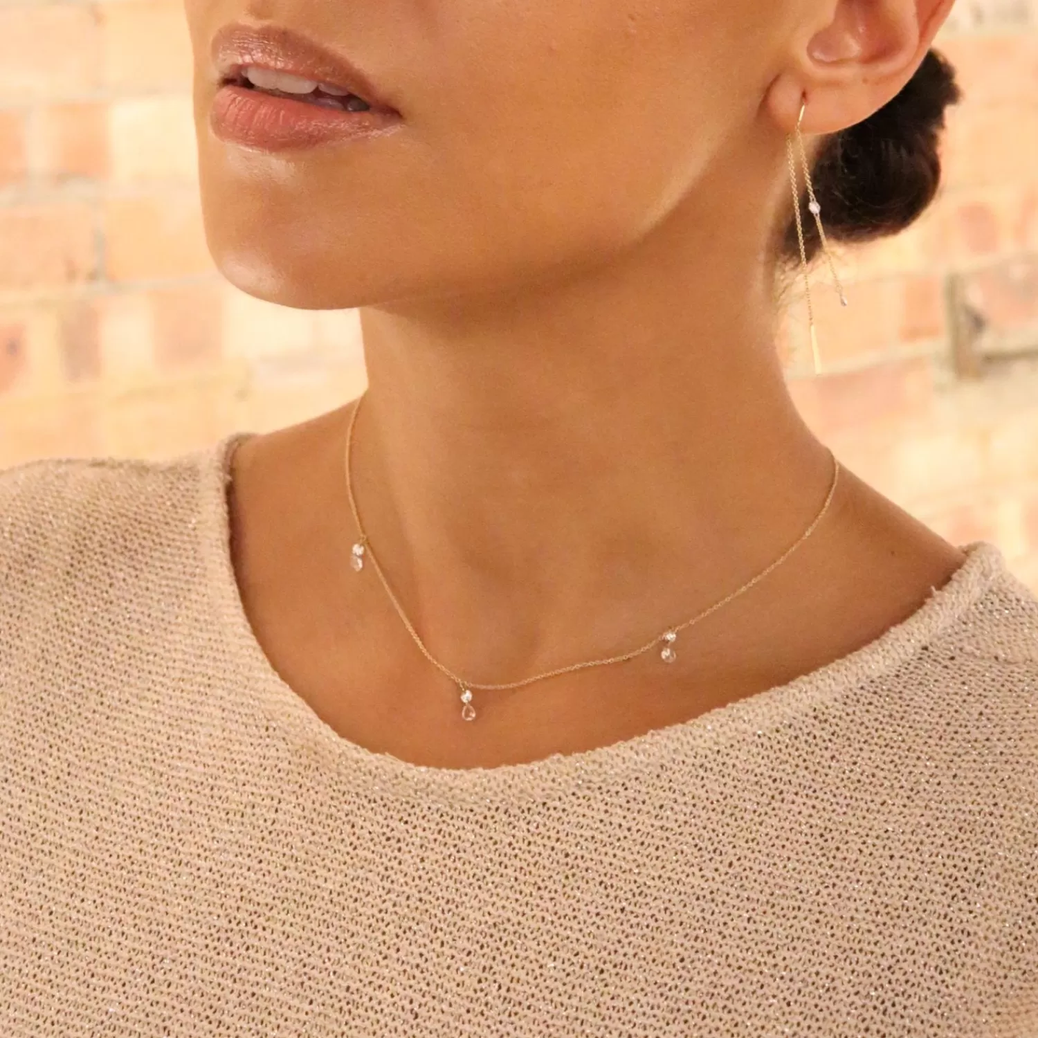 The Alkemistry Aria - 18Ct Gold, Rose Cut & Brilliant Cut Diamond Triple Drop Necklace Best