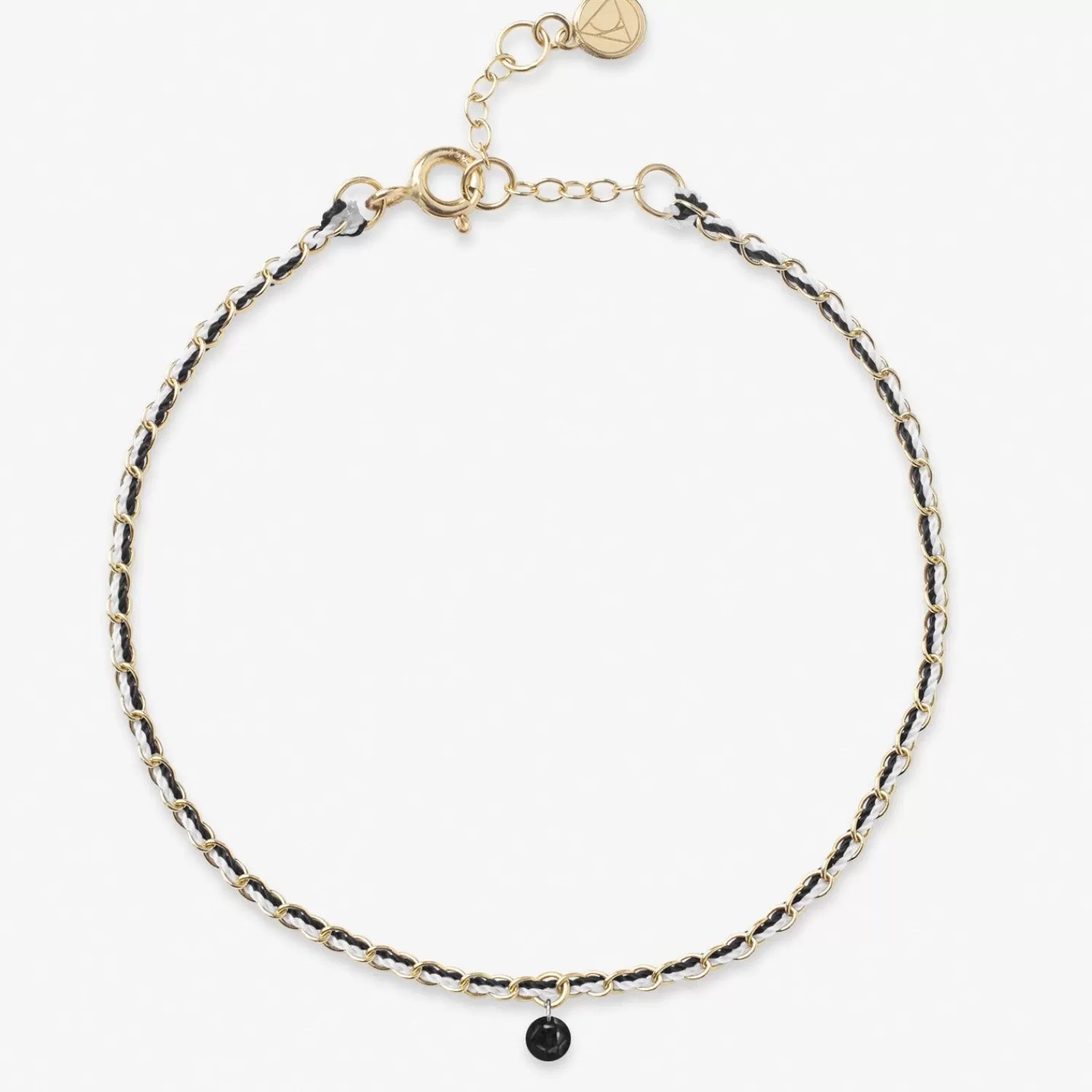The Alkemistry Auric - 18Ct Gold, Black & White Woven Chain Black Diamond Bracelet Fashion