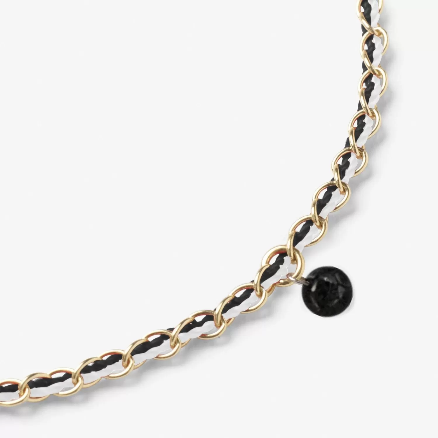 The Alkemistry Auric - 18Ct Gold, Black & White Woven Chain Black Diamond Bracelet Fashion