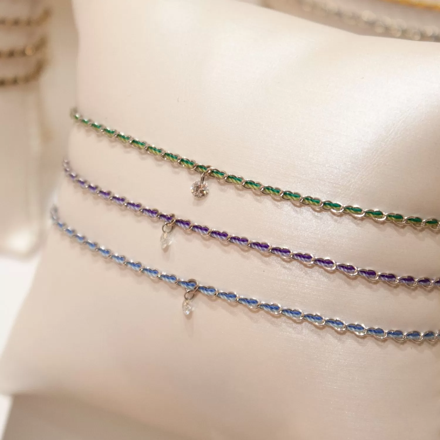 The Alkemistry Auric - 18Ct Gold, 'Nurture' Blue & Turquoise Woven Chain Diamond Bracelet Clearance