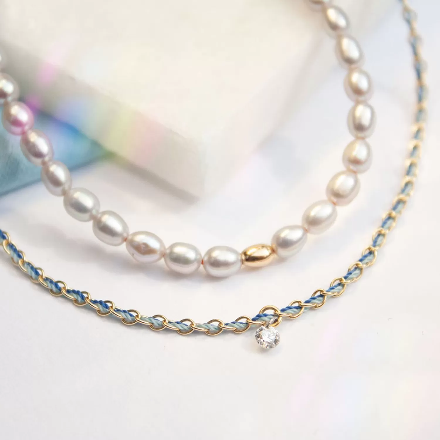 The Alkemistry Auric - 18Ct Gold, 'Nurture' Blue & Turquoise Woven Chain Diamond Bracelet Best