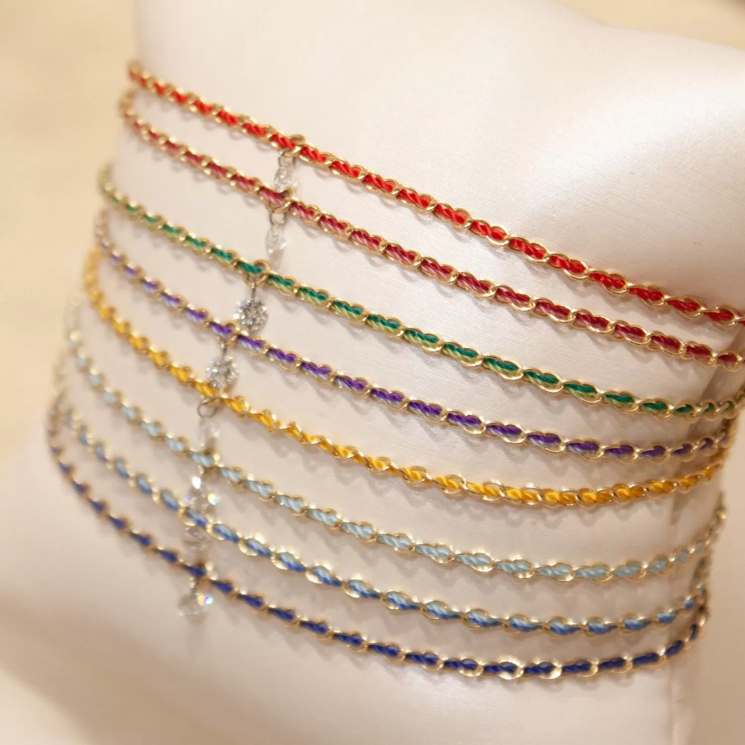 The Alkemistry Auric - 18Ct Gold, 'Prosperity' Green & Jade Woven Chain Diamond Bracelet Sale