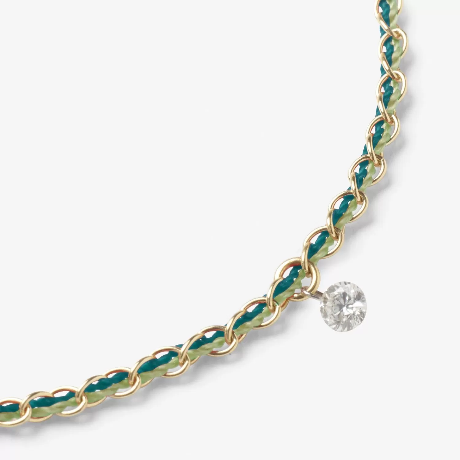 The Alkemistry Auric - 18Ct Gold, 'Prosperity' Green & Jade Woven Chain Diamond Bracelet Sale