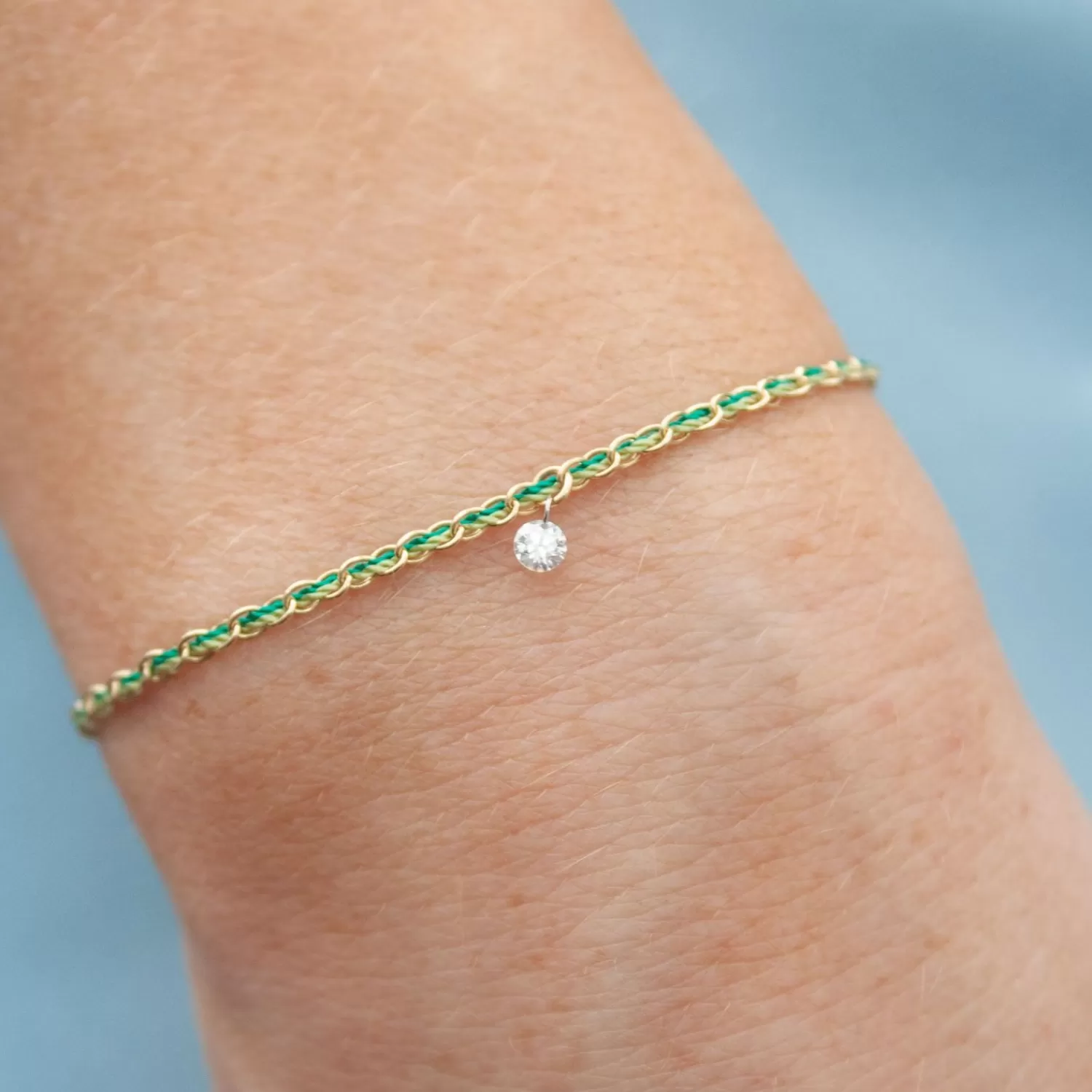 The Alkemistry Auric - 18Ct Gold, 'Prosperity' Green & Jade Woven Chain Diamond Bracelet Sale