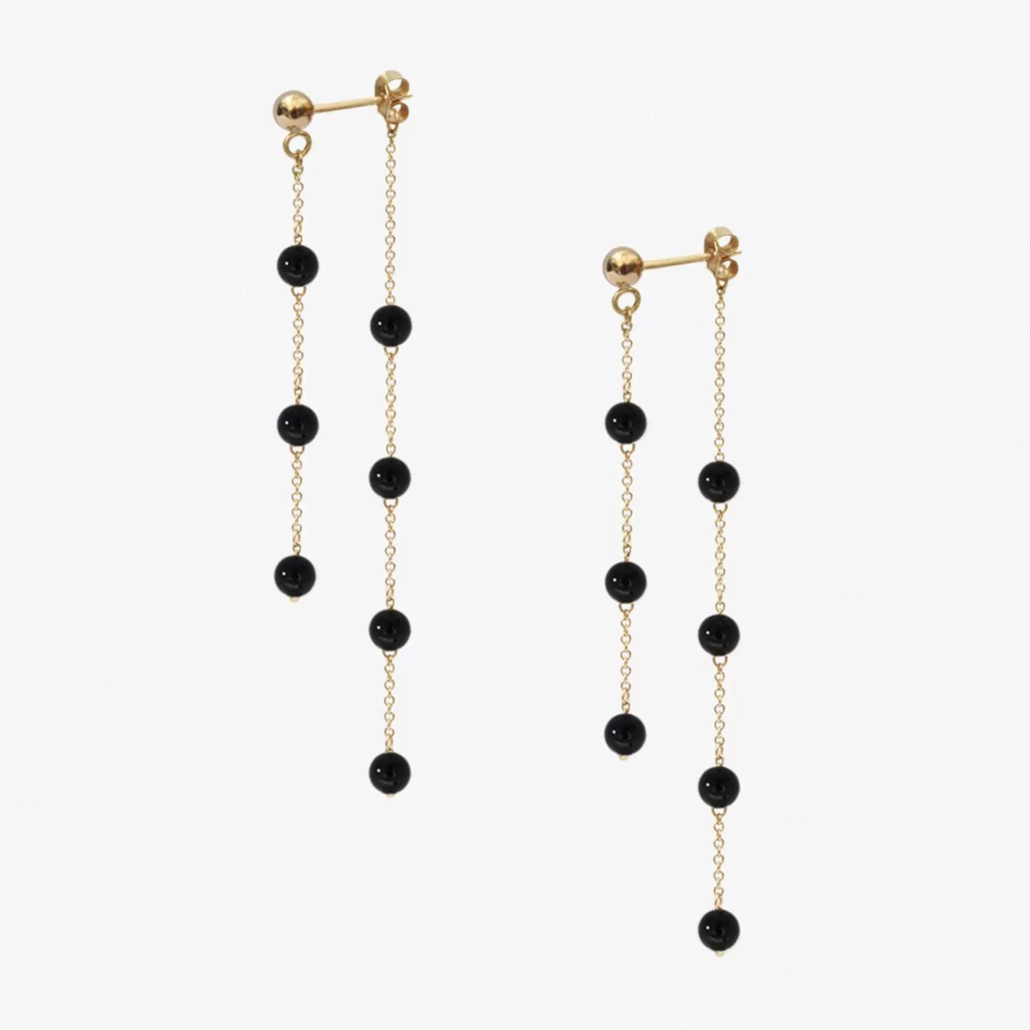 The Alkemistry Boba - 18Ct Gold, Black Onyx Bead And Chain Double Earring (Pair) Flash Sale