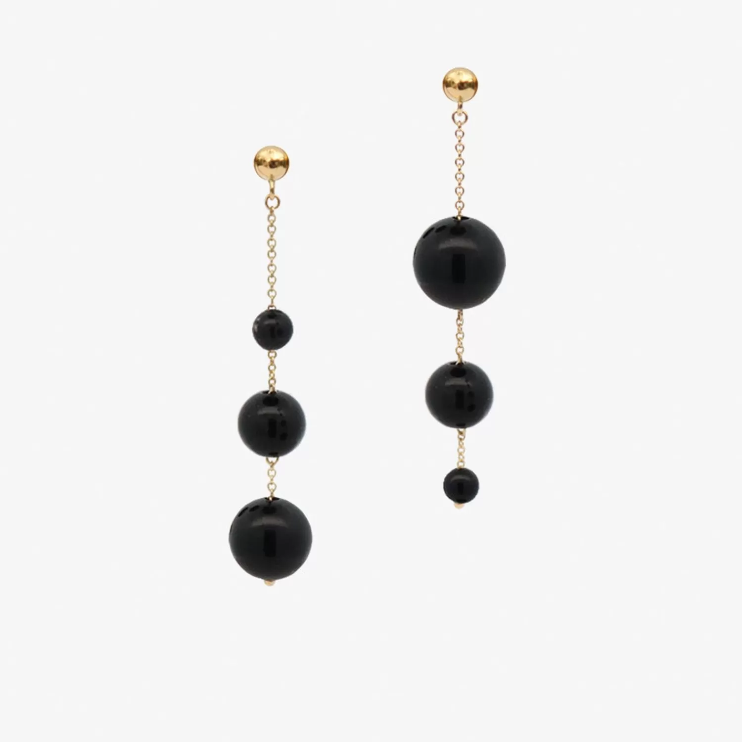 The Alkemistry Boba - 18Ct Gold, Black Onyx Bead Bubble Drop Earring (Pair) Sale