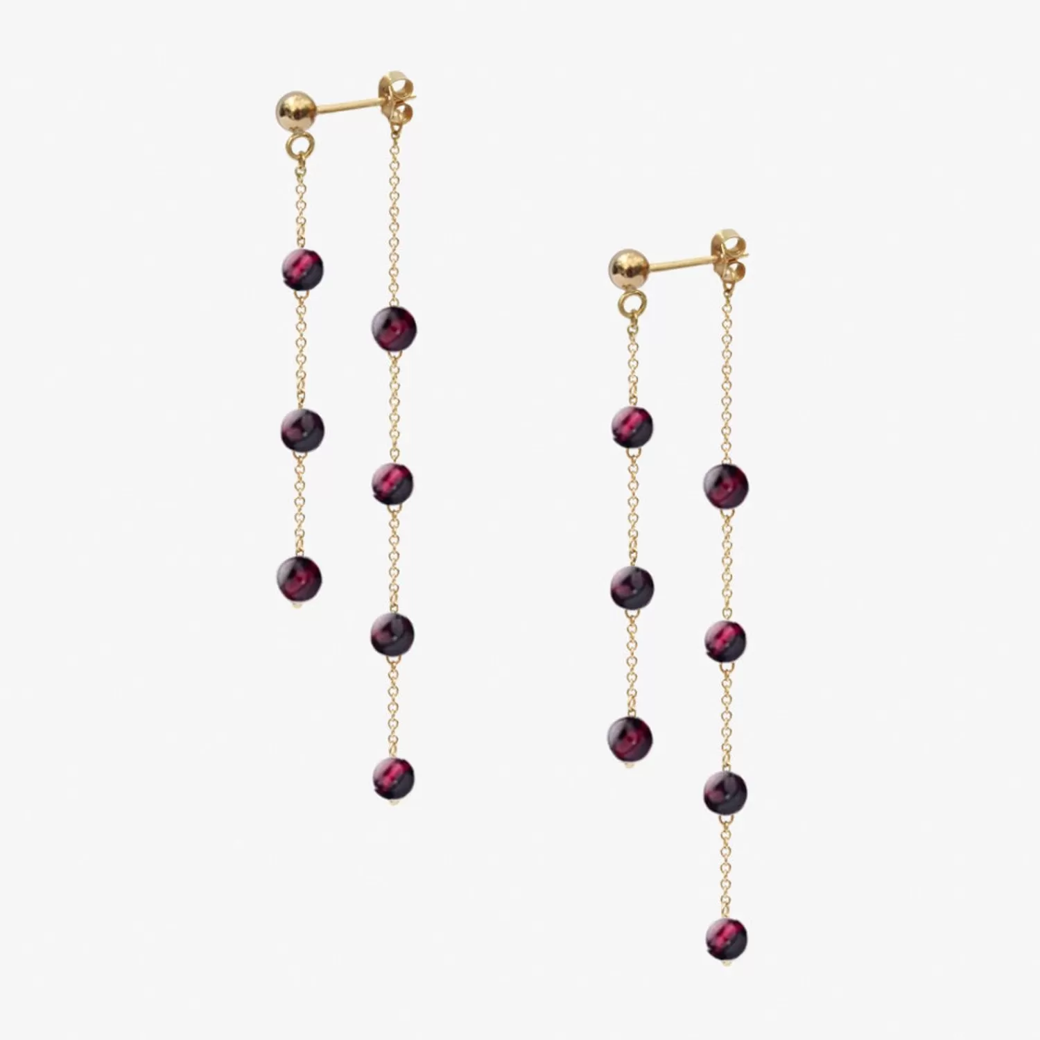 The Alkemistry Boba - 18Ct Gold, Garnet Bead And Chain Double Earring (Pair) Hot
