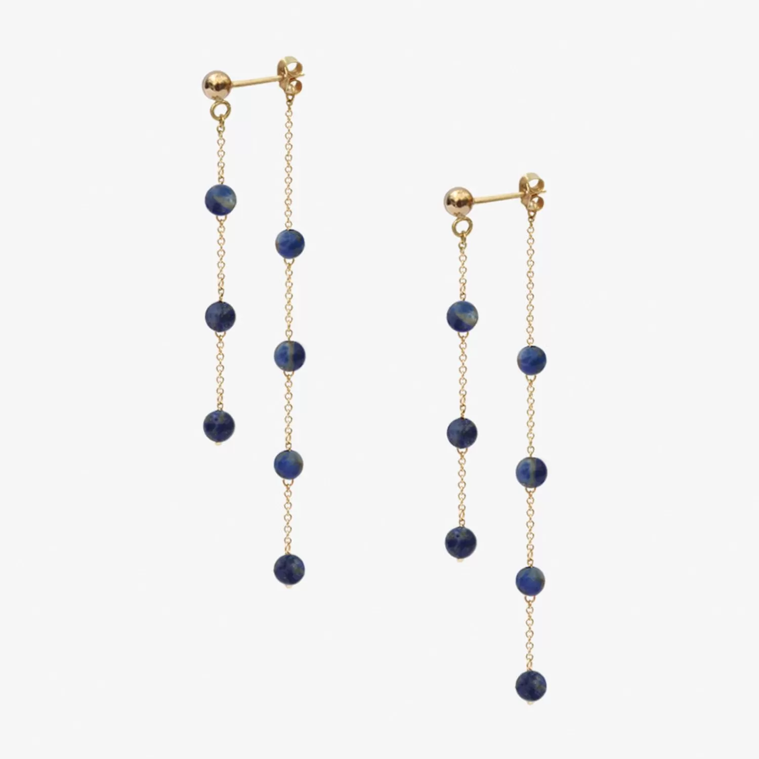 The Alkemistry Boba - 18Ct Gold, Lapis Bead And Chain Double Earring (Pair) Sale