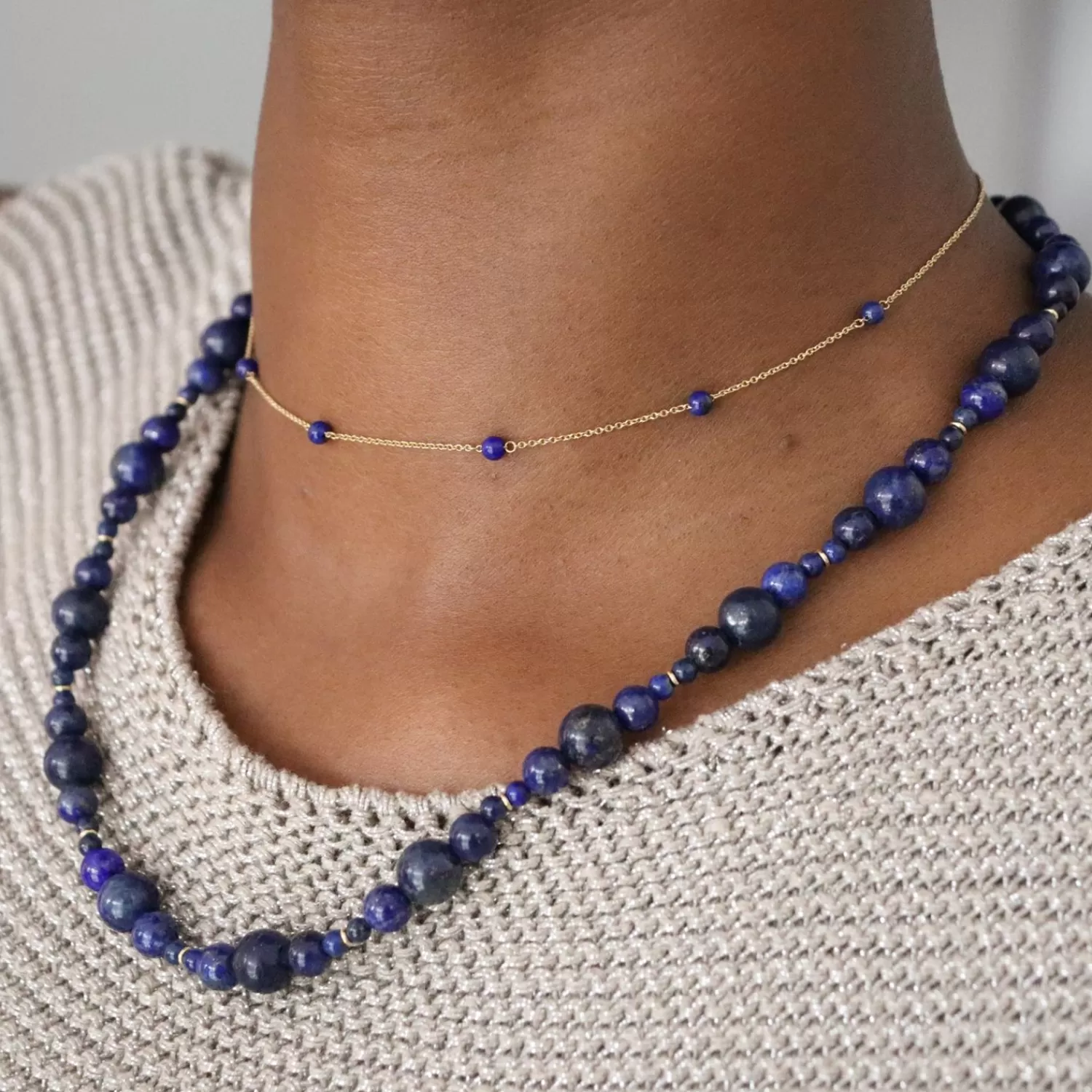 The Alkemistry Boba - 18Ct Gold, Lapis Bead And Chain Necklace Sale