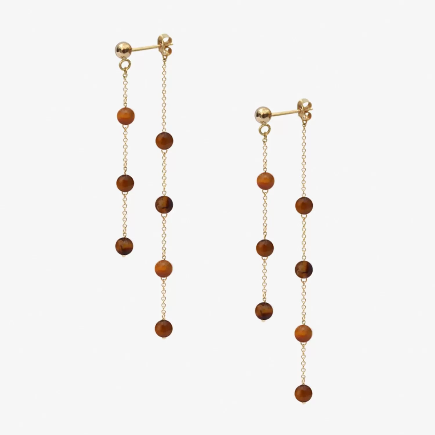 The Alkemistry Boba - 18Ct Gold, Tiger Eye And Chain Double Earring (Pair) Cheap