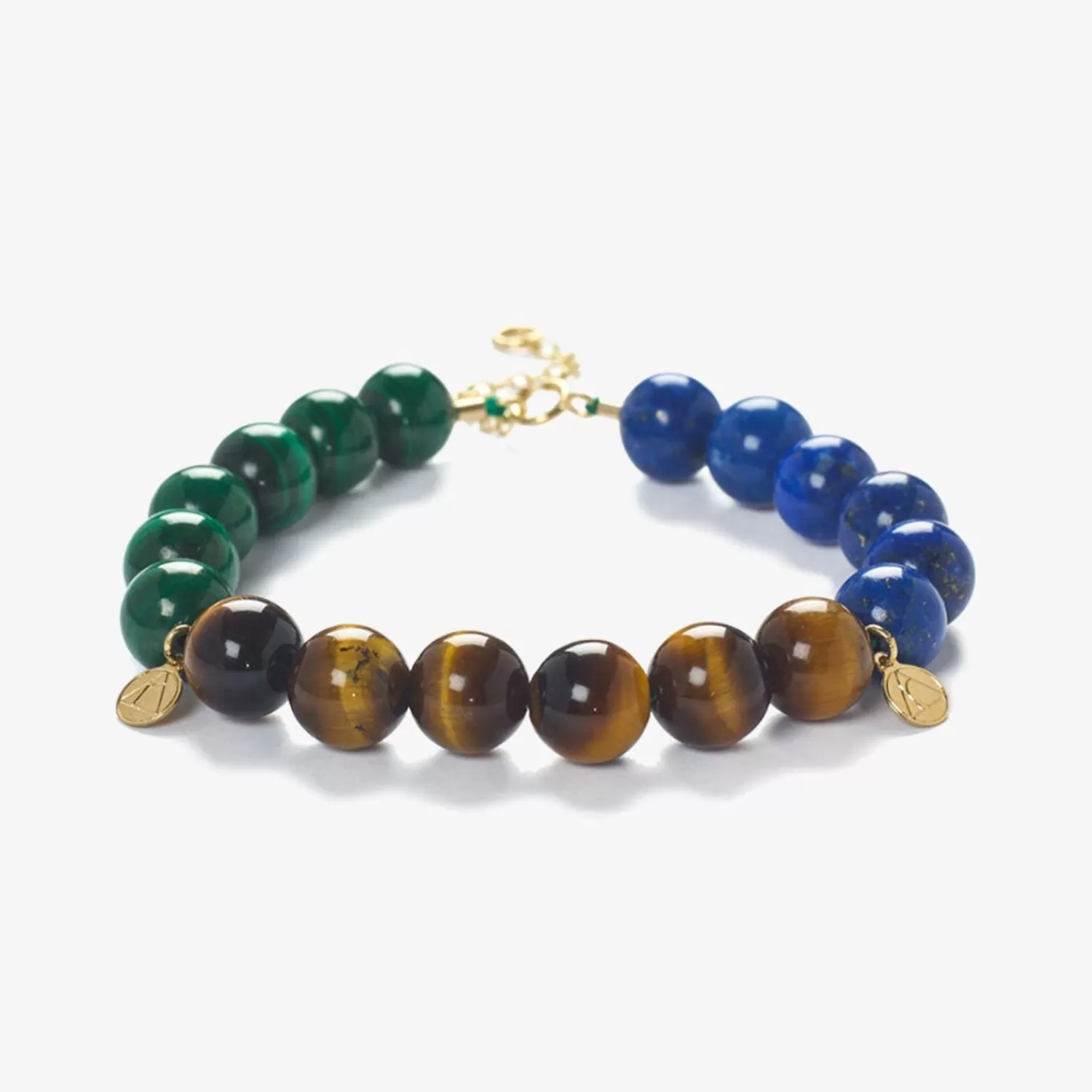 The Alkemistry Cinta - 18Ct Gold, Malachite, Tiger Eye And Lapis Bead Bracelet Best Sale
