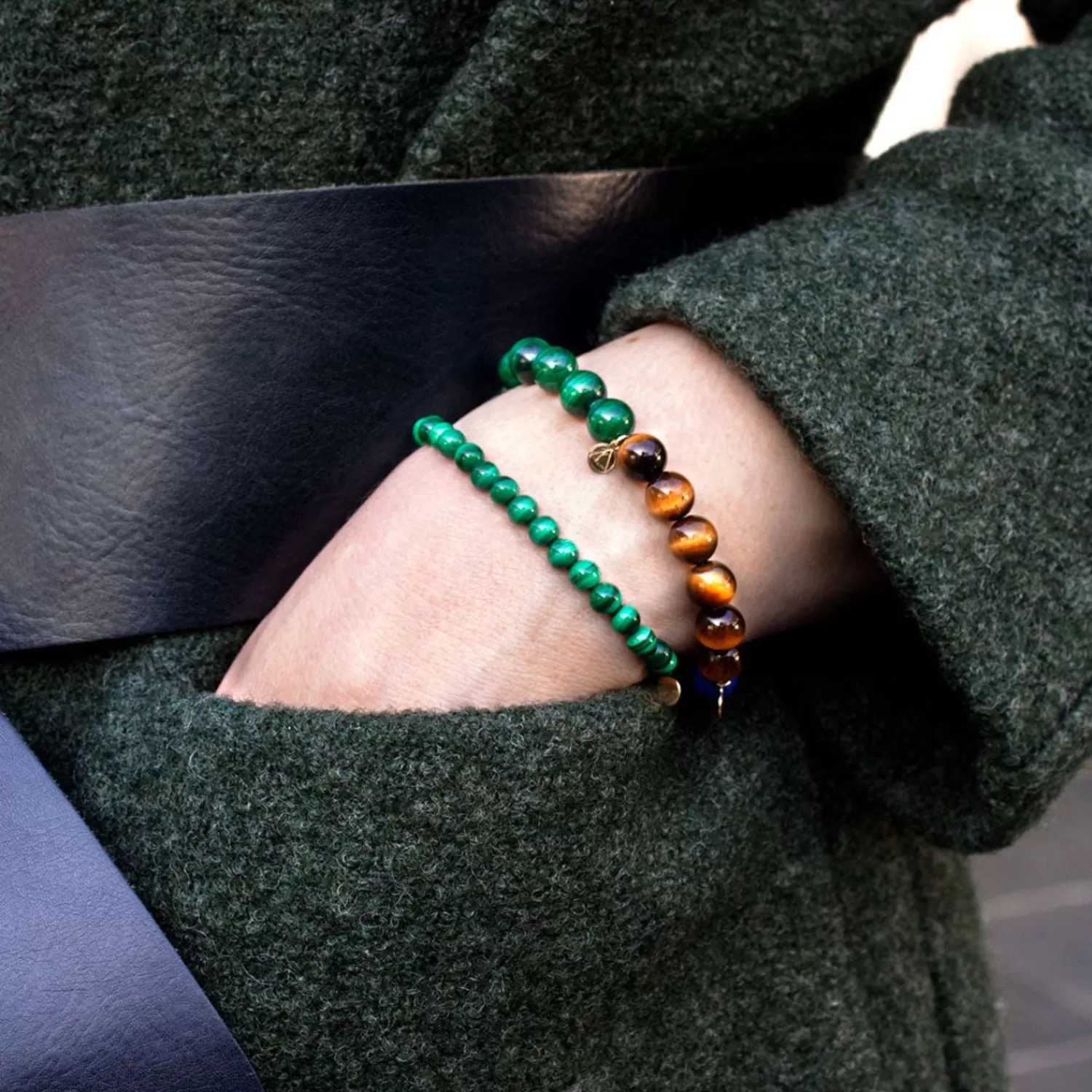 The Alkemistry Cinta - 18Ct Gold, Malachite, Tiger Eye And Lapis Bead Bracelet Best Sale
