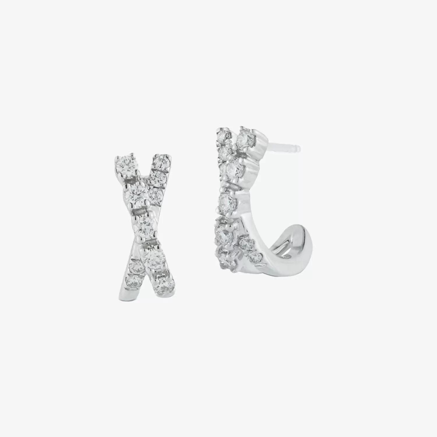 The Alkemistry Dana Rebecca - 14Ct Gold, Ava Bea Diamond Crossover Mini Huggies (Pair) Cheap
