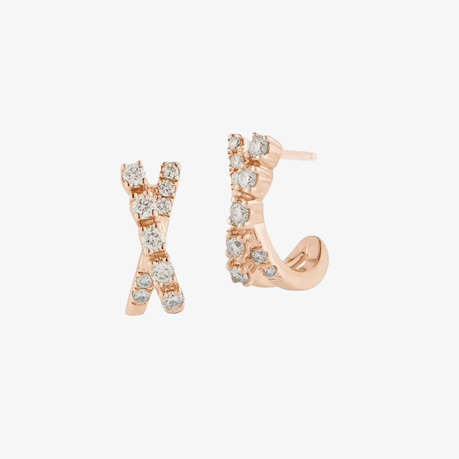 The Alkemistry Dana Rebecca - 14Ct Gold, Ava Bea Diamond Crossover Mini Huggies (Pair) Sale