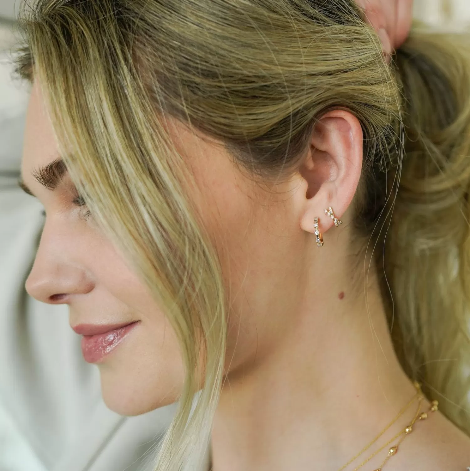 The Alkemistry Dana Rebecca - 14Ct Gold, Ava Bea Diamond Interval Hoop Earrings (Pair) Hot