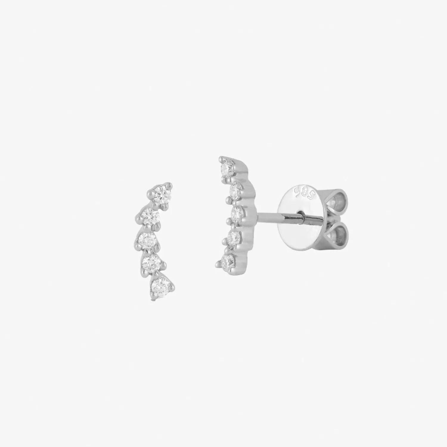 The Alkemistry Dana Rebecca - 14Ct Gold, Vivien Lily Diamond Curved Bar Stud Earrings (Pair) Sale