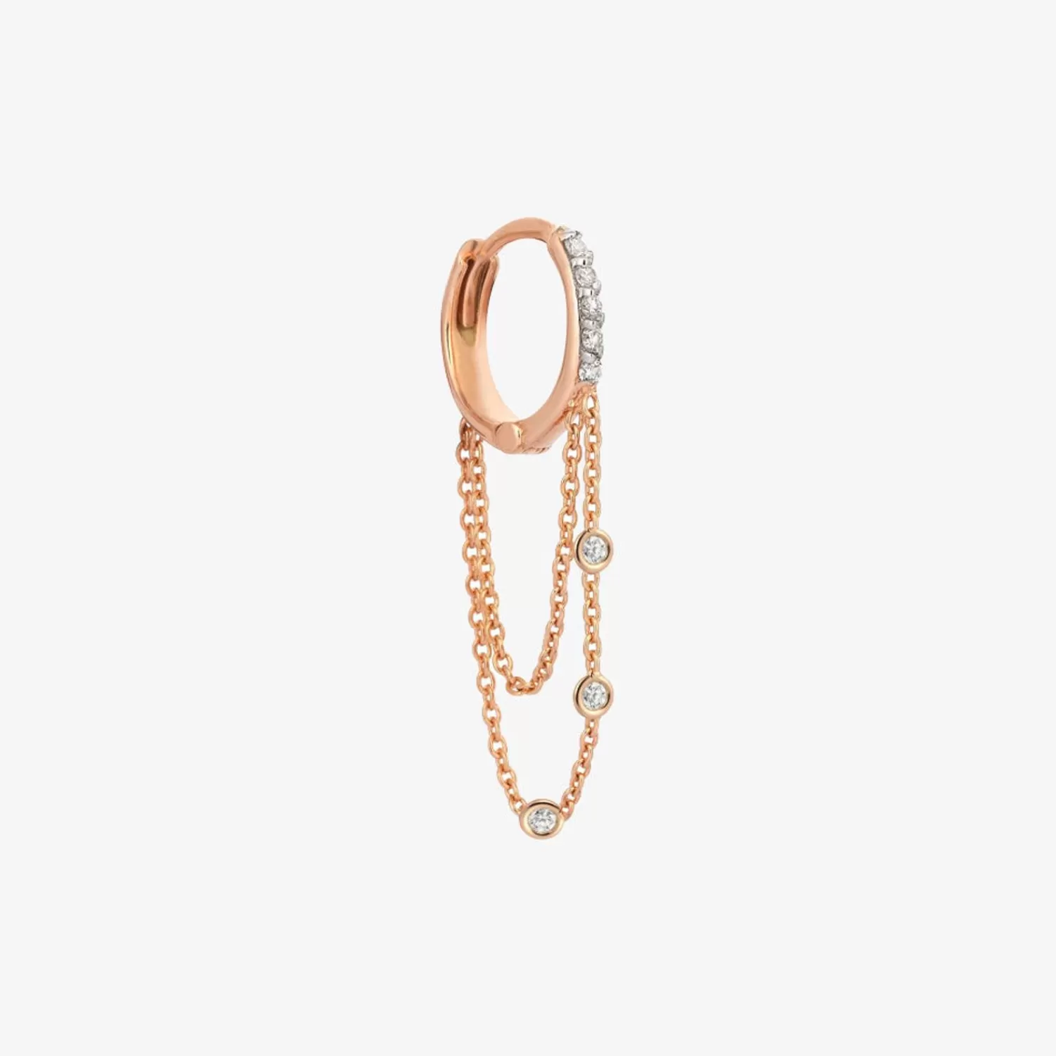 The Alkemistry Kismet By Milka 14Ct Rose Gold And Diamond Drop Hoop Earring (Single) Fashion