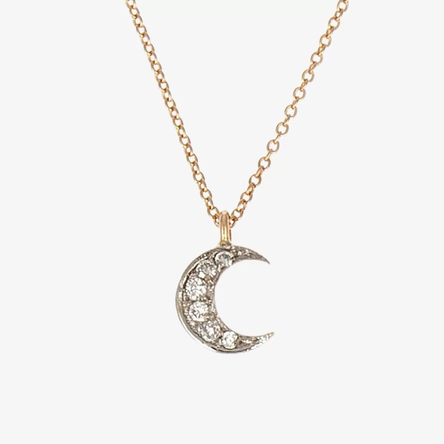 The Alkemistry Kismet By Milka 14Ct Rose Gold And Diamond Moon Necklace New