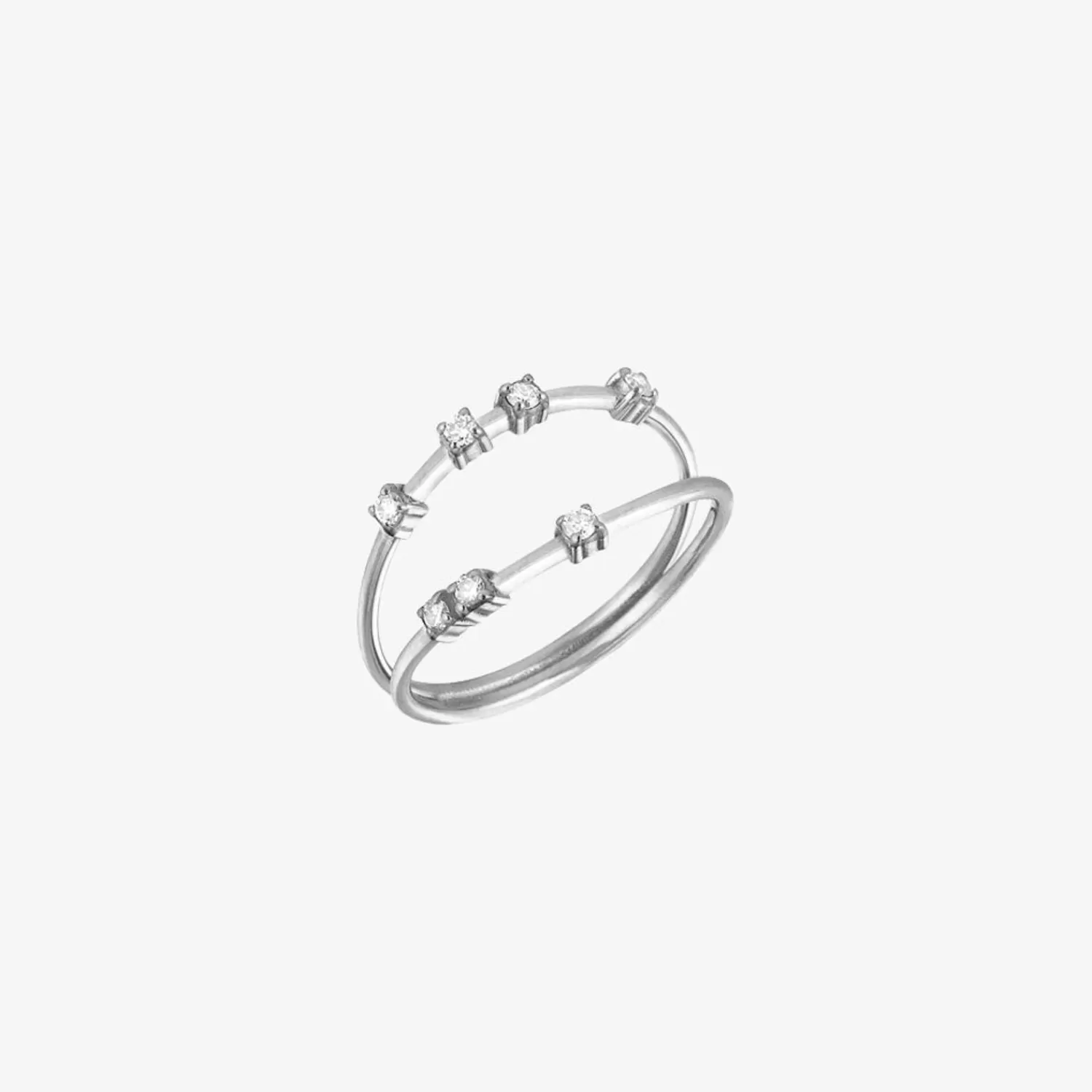 The Alkemistry Kismet By Milka 14Ct White Gold And Diamond Double Band Ring Cheap