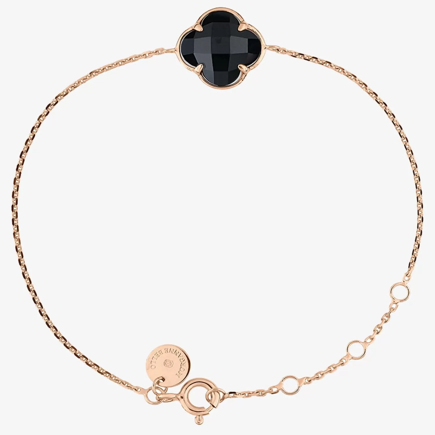 The Alkemistry Morganne Bello 18Ct Rose Gold Clover Bezel Black Onyx Chain Bracelet Store