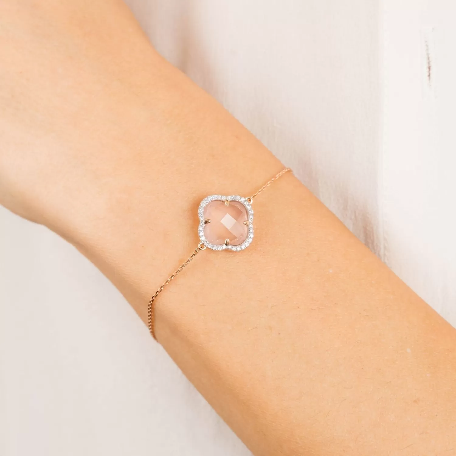 The Alkemistry Morganne Bello 18Ct Rose Gold Pink Quartz And Diamond Bracelet Cheap