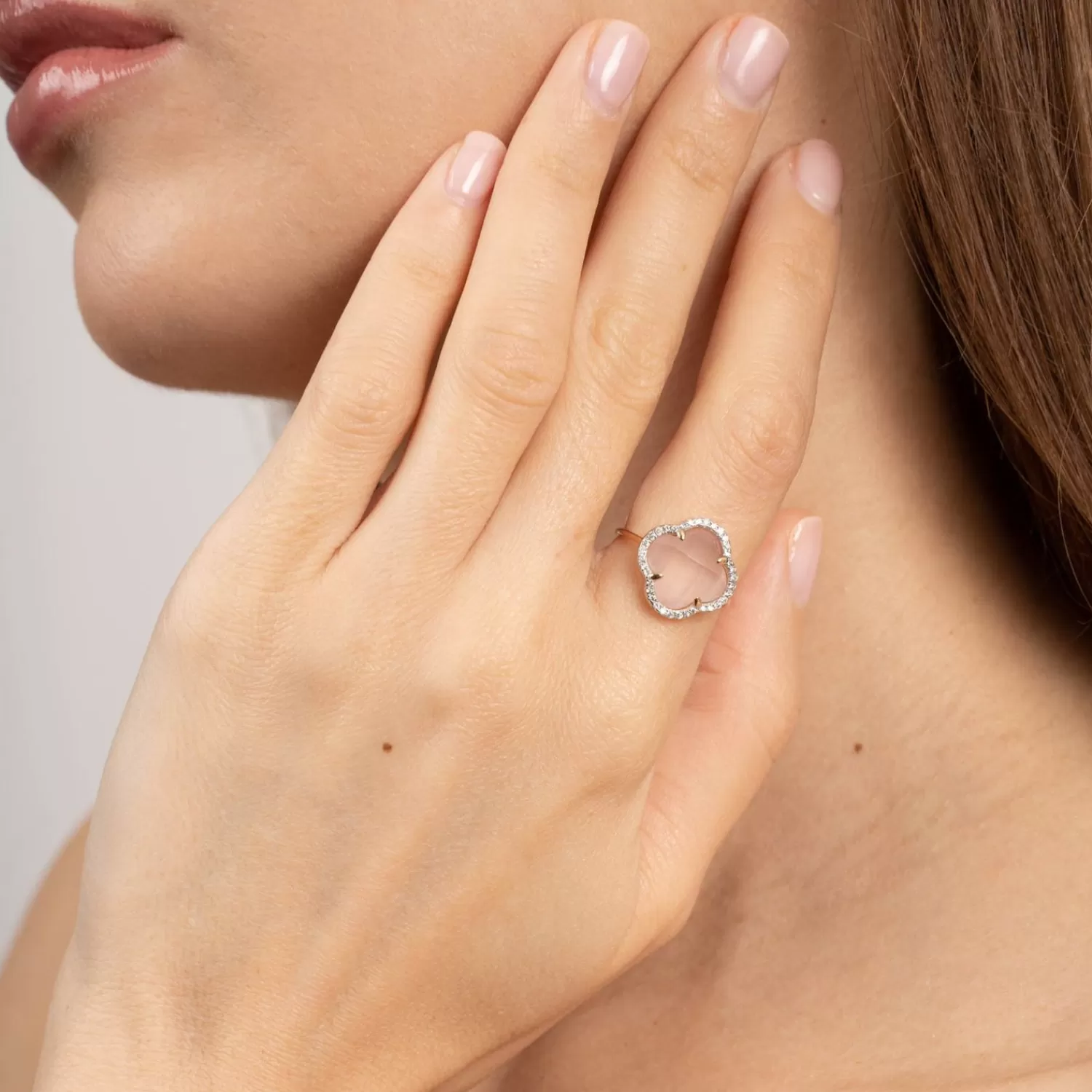 The Alkemistry Morganne Bello 18Ct Rose Gold Pink Quartz And Diamond Ring Sale