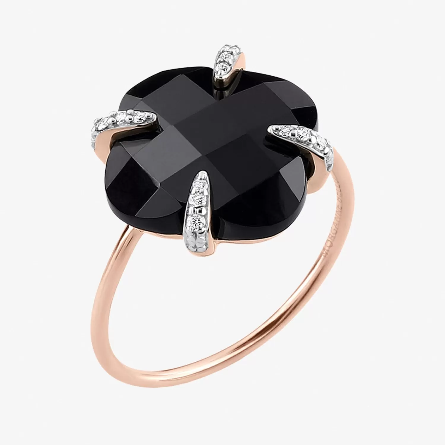 The Alkemistry Morganne Bello 18Ct Rose Gold Victoria Black Onyx Claw Diamond Ring Clearance