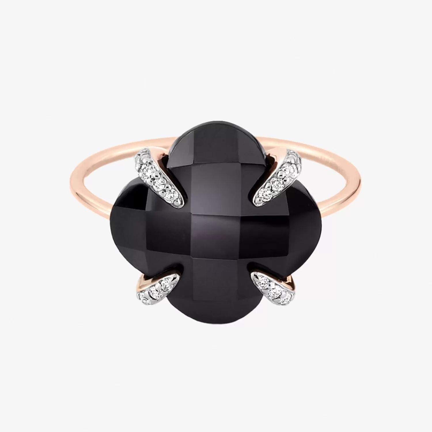 The Alkemistry Morganne Bello 18Ct Rose Gold Victoria Black Onyx Claw Diamond Ring Clearance
