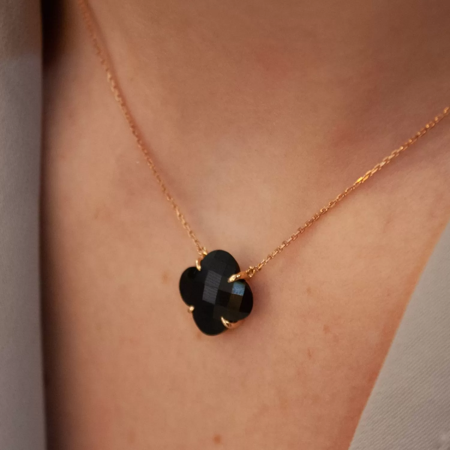 The Alkemistry Morganne Bello 18Ct Rose Gold Victoria Clover Black Onyx Necklace Best Sale