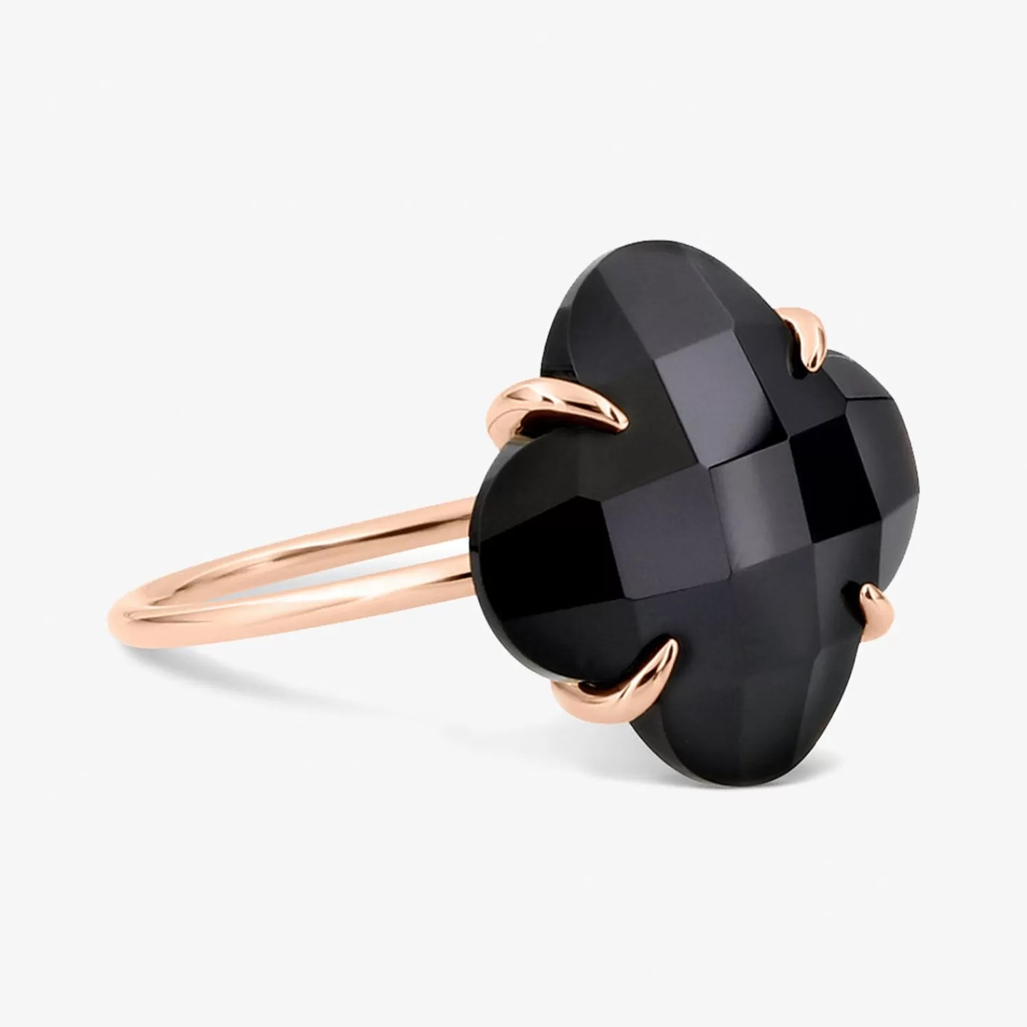 The Alkemistry Morganne Bello 18Ct Rose Gold Victoria Clover Black Onyx Ring Flash Sale