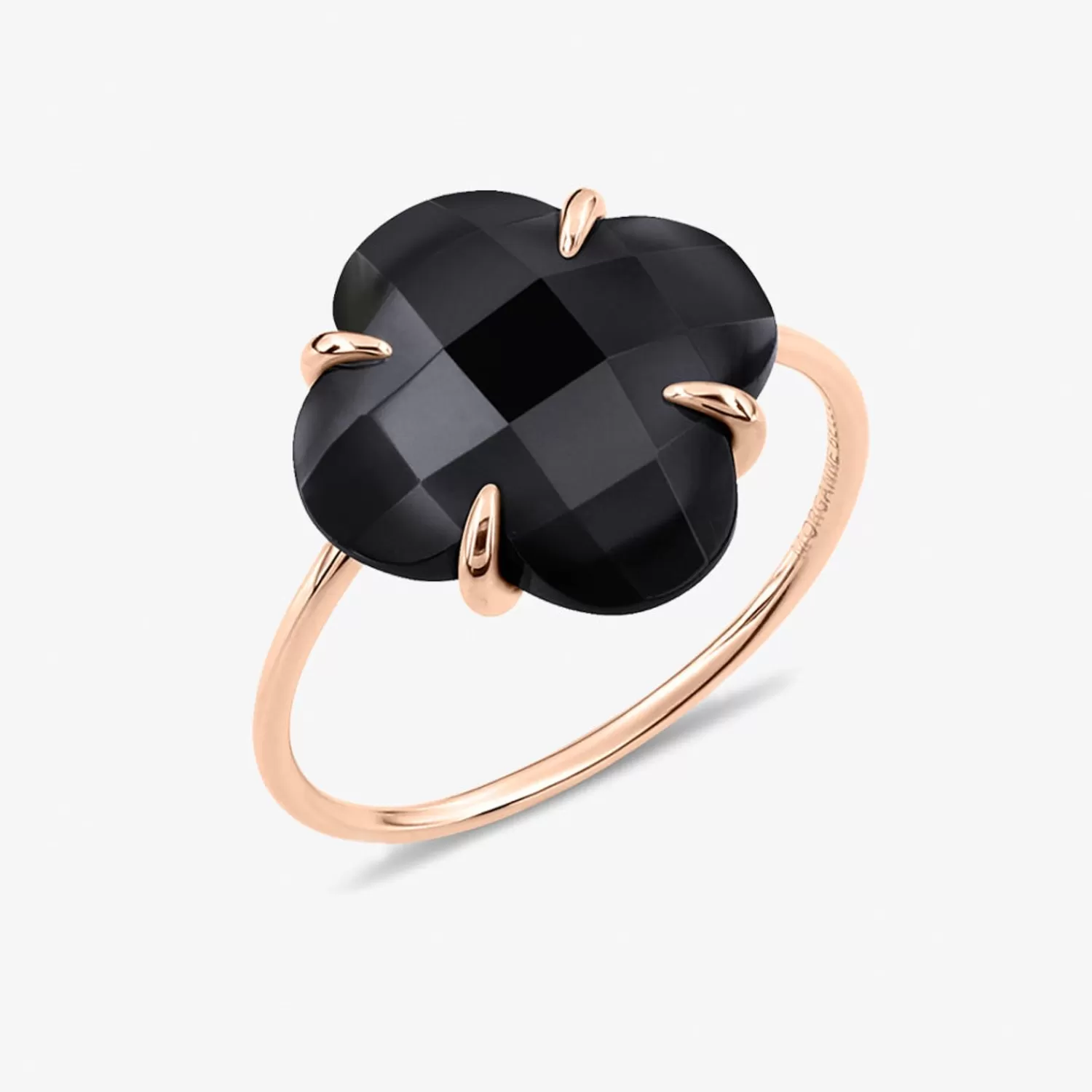 The Alkemistry Morganne Bello 18Ct Rose Gold Victoria Clover Black Onyx Ring Flash Sale