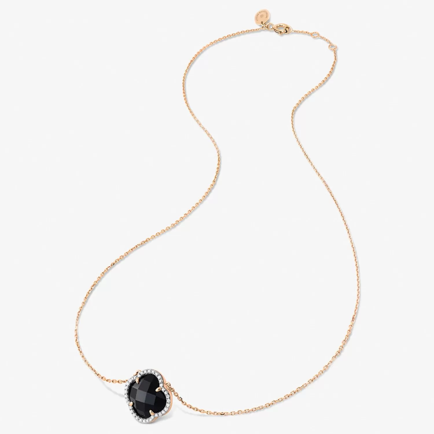 The Alkemistry Morganne Bello 18Ct Rose Gold Victoria Diamond Black Onyx Necklace Hot