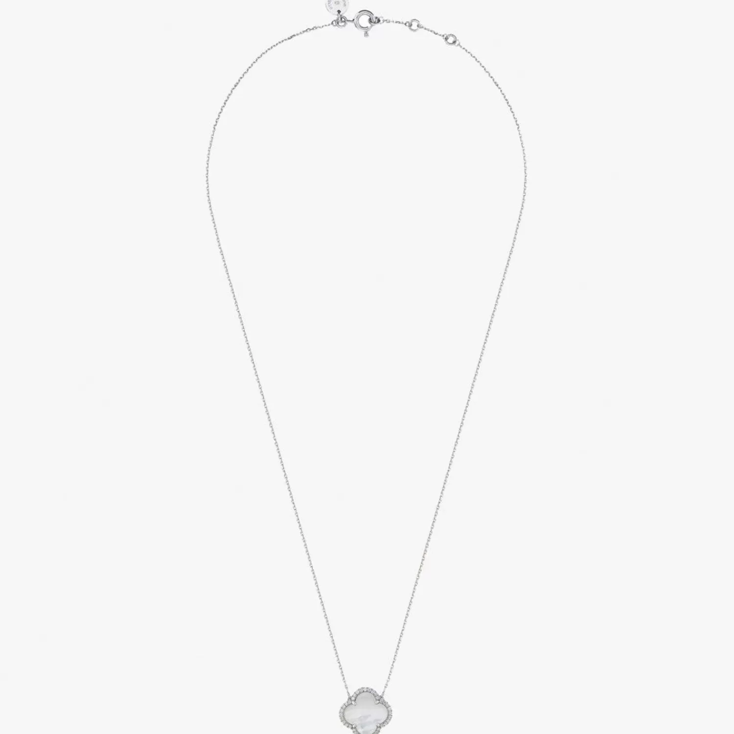 The Alkemistry Morganne Bello 18Ct White Gold And Diamond Victoria Clover Mother Of Pearl Necklace Hot