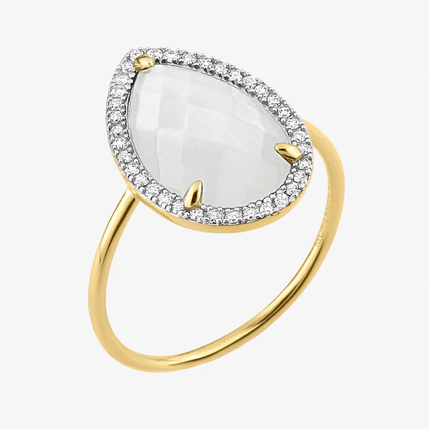 The Alkemistry Morganne Bello 18Ct Yellow Gold Alma Pear Mother Of Pearl Diamond Ring Cheap