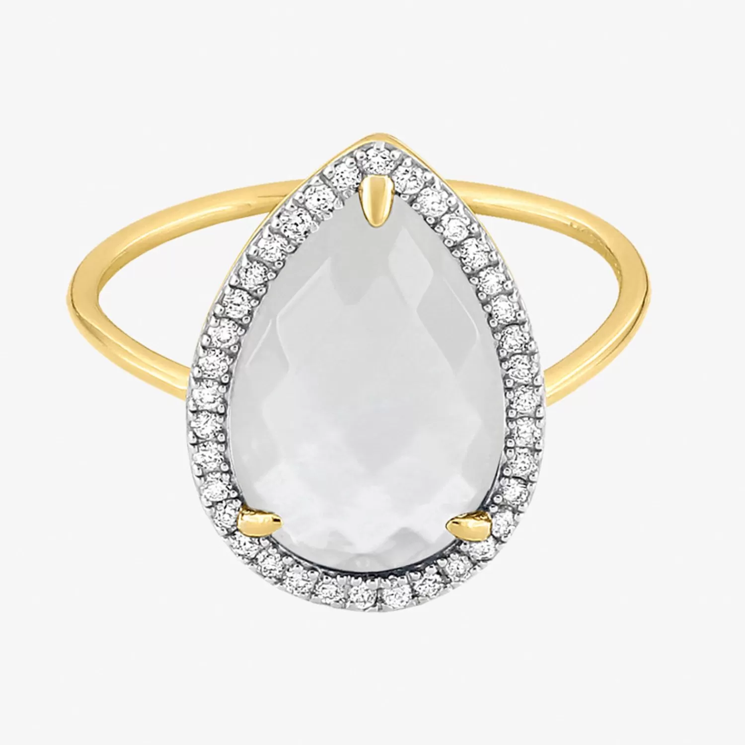 The Alkemistry Morganne Bello 18Ct Yellow Gold Alma Pear Mother Of Pearl Diamond Ring Cheap