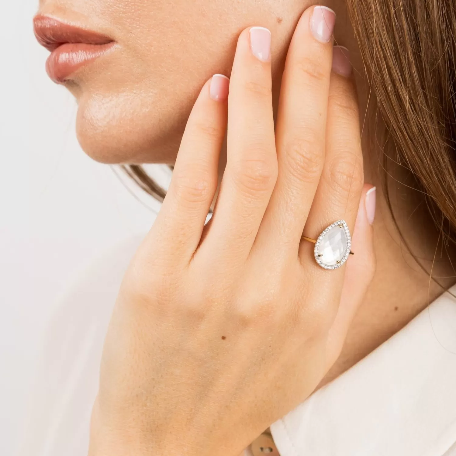 The Alkemistry Morganne Bello 18Ct Yellow Gold Alma Pear Mother Of Pearl Diamond Ring Cheap