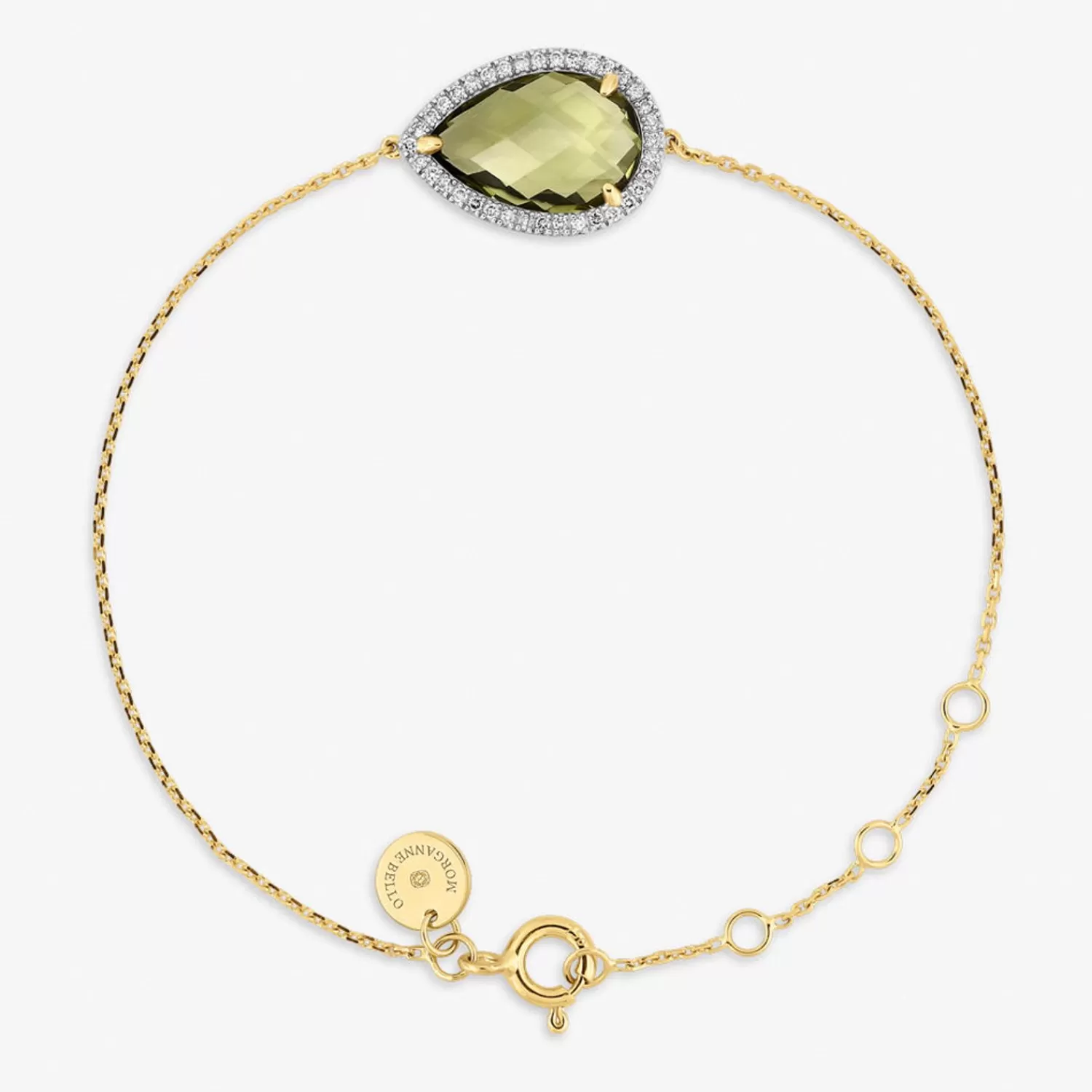The Alkemistry Morganne Bello 18Ct Yellow Gold Alma Pear Olive Quartz Diamond Bracelet Best Sale