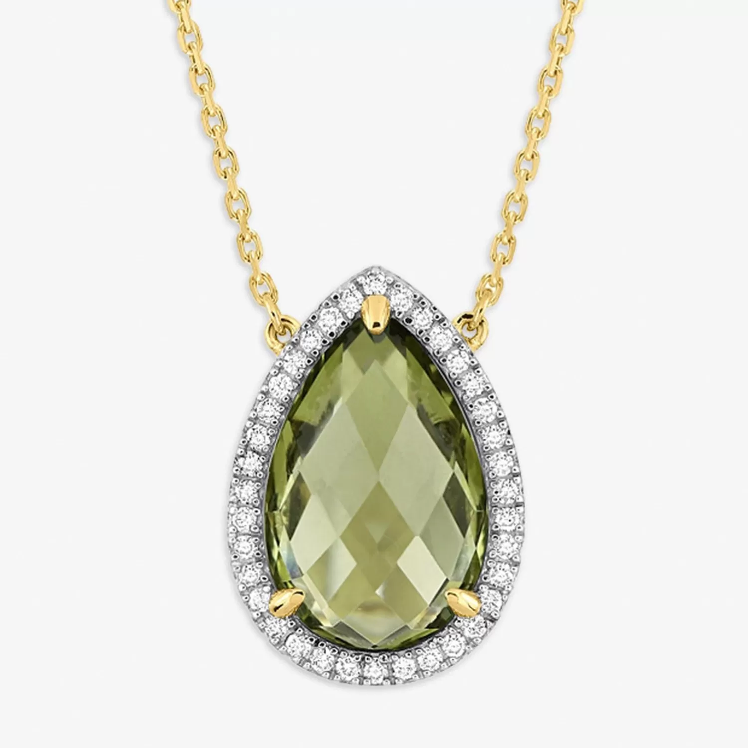 The Alkemistry Morganne Bello 18Ct Yellow Gold Alma Pear Olive Quartz Diamond Necklace Store