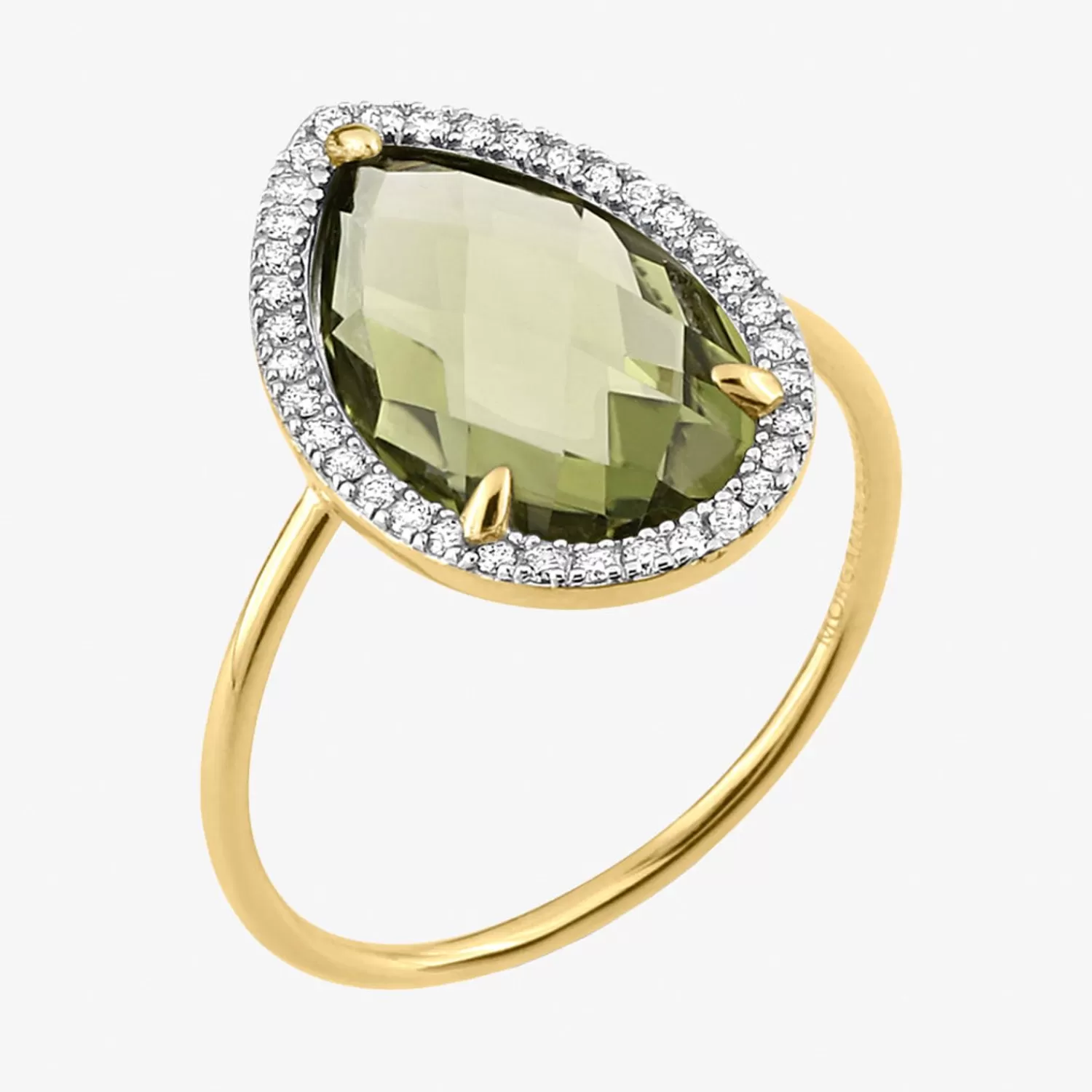 The Alkemistry Morganne Bello 18Ct Yellow Gold Alma Pear Olive Quartz Diamond Ring Best