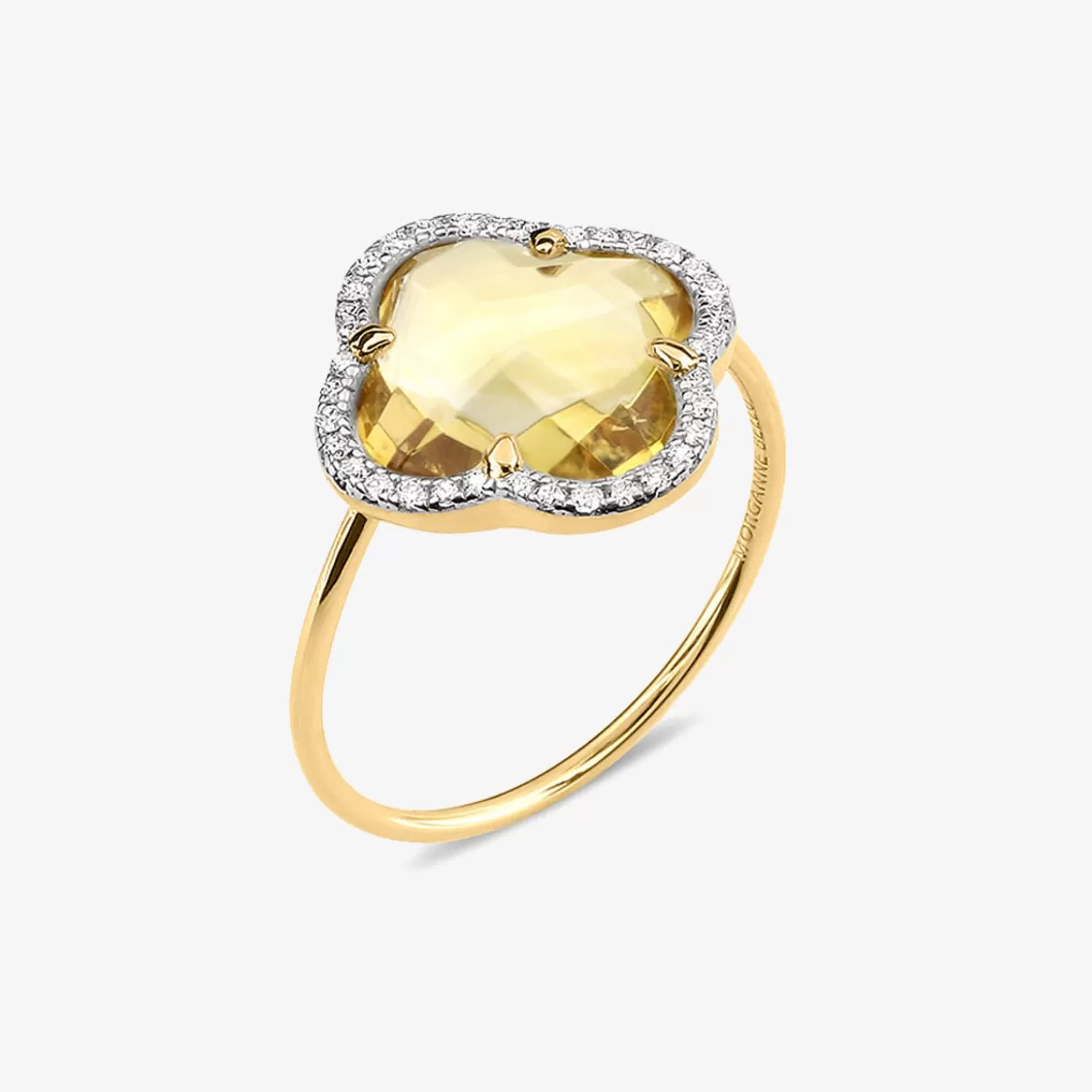 The Alkemistry Morganne Bello 18Ct Yellow Gold And Diamond Clover Citrine Ring New