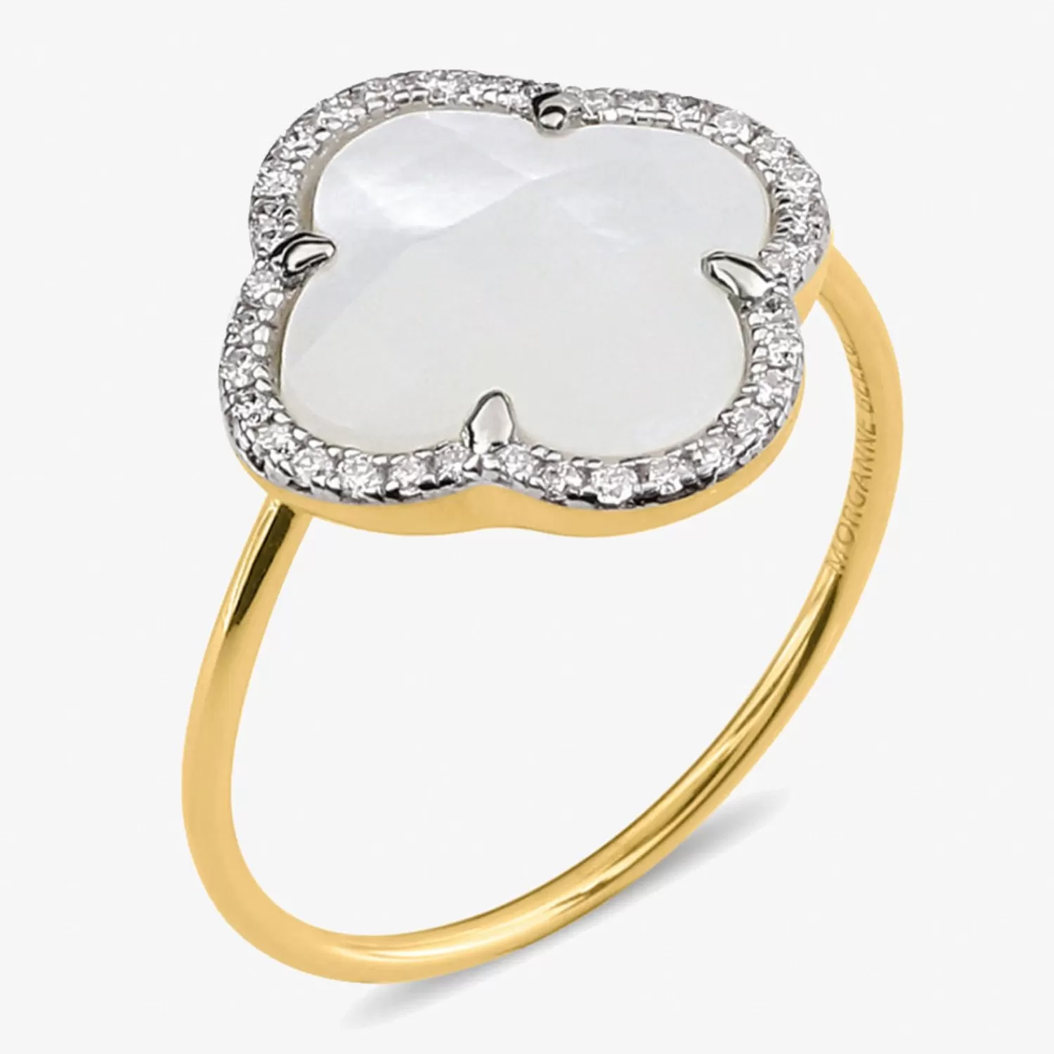 The Alkemistry Morganne Bello 18Ct Yellow Gold And Diamond Clover Mother Of Pearl Corset Ring Best Sale