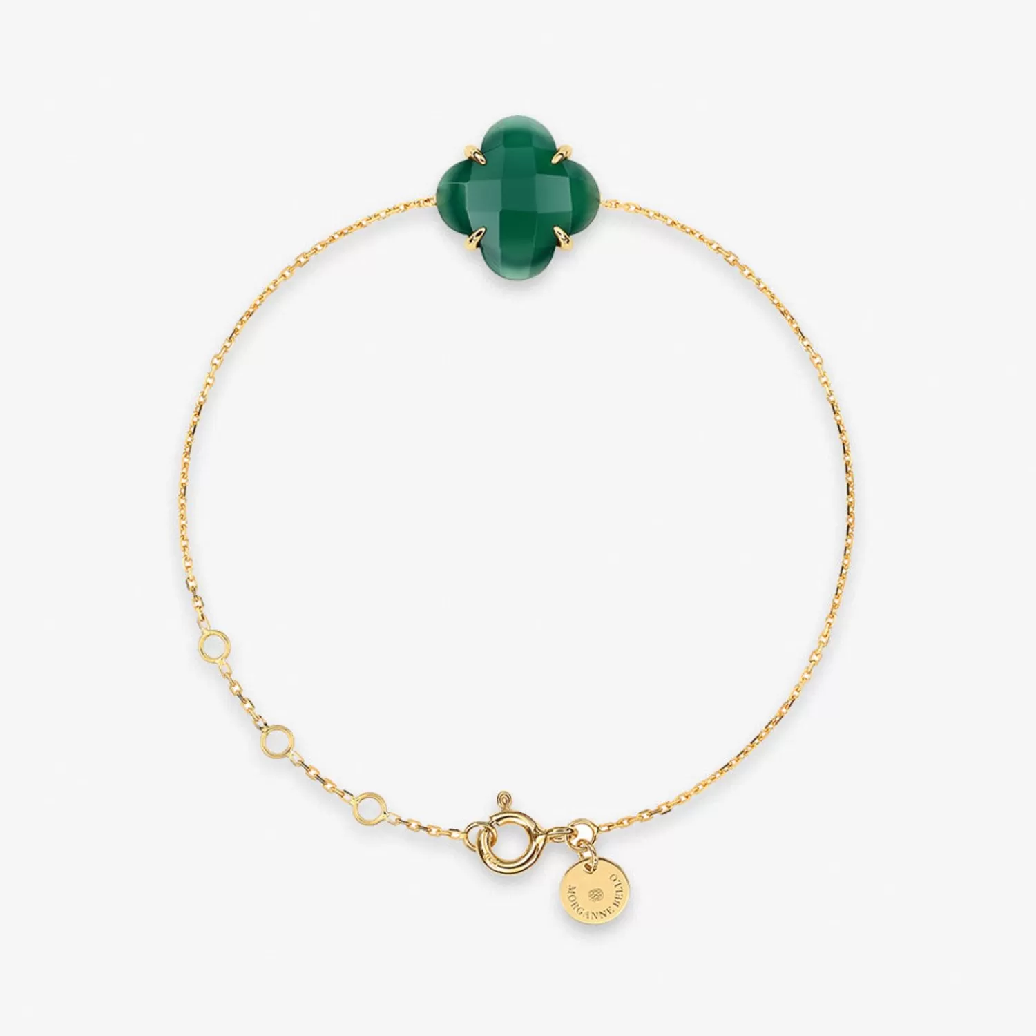 The Alkemistry Morganne Bello 18Ct Yellow Gold Clover Bezel Green Agate Chain Bracelet Fashion