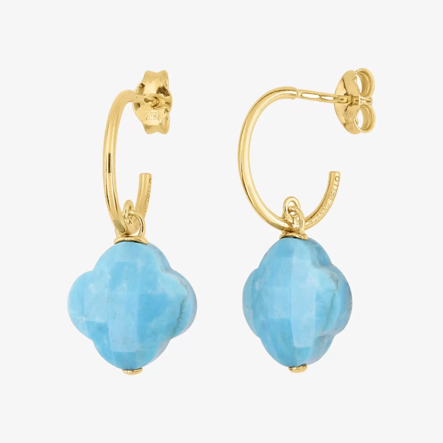The Alkemistry Morganne Bello 18Ct Yellow Gold Clover Turquoise Hoops (Pair) Best