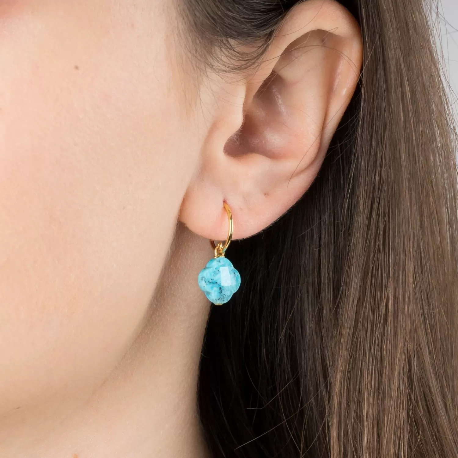 The Alkemistry Morganne Bello 18Ct Yellow Gold Clover Turquoise Hoops (Pair) Best