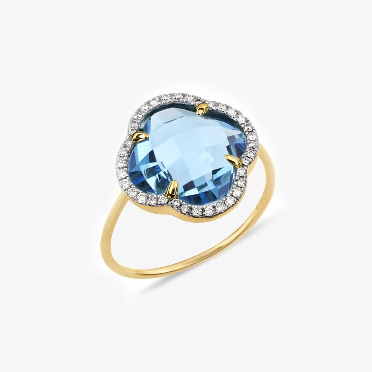 The Alkemistry Morganne Bello 18Ct Yellow Gold Diamond Blue Topaz Ring Clearance