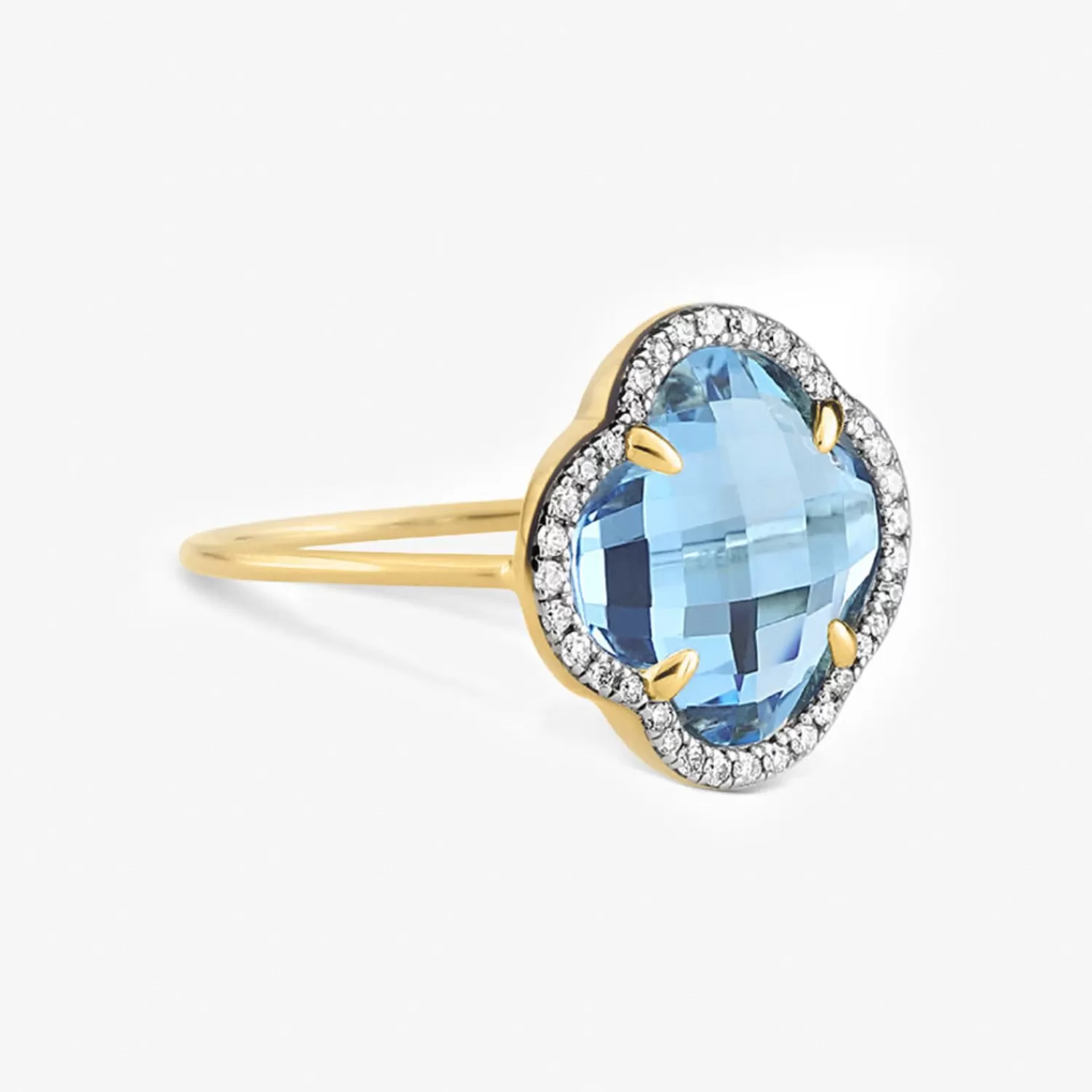 The Alkemistry Morganne Bello 18Ct Yellow Gold Diamond Blue Topaz Ring Clearance